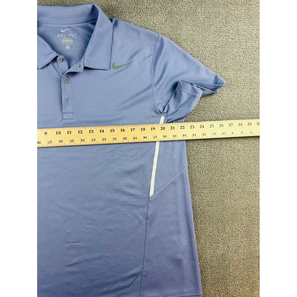 Nike Dri-Fit Polo Shirt L Blue Colorblock Athletic Short Sleeve Golf Sporty - Picture 4 of 13